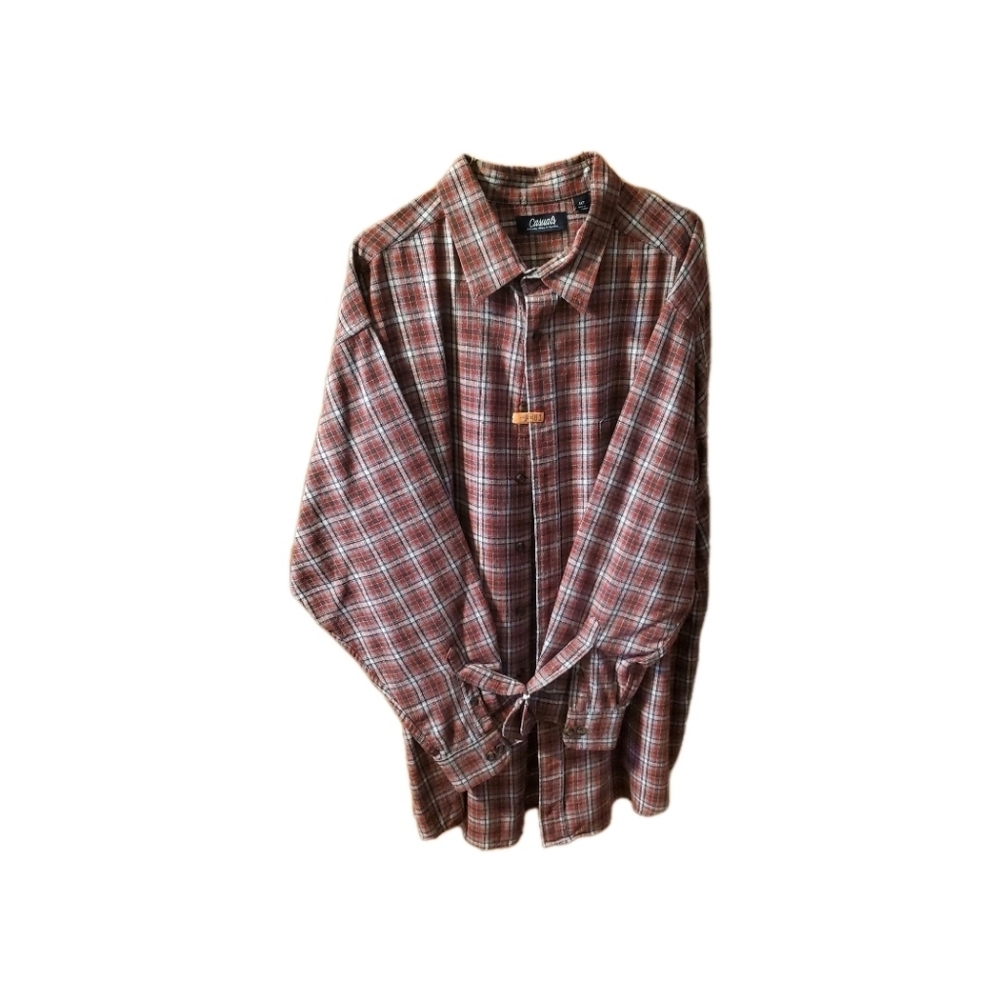 Roundtree & Yorke Men's Plaid Button Down Shirt - Brown and White